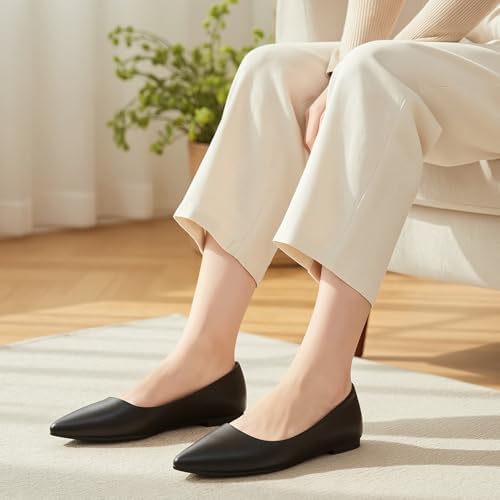 KUNWFNIX Women's Ballet Flats Foldable Classic Crown Rhinestone Slip On Bowknot PU Leather Faux Suede Pointed Toe Comfort Flat Casual Dress Shoes - Image 3