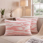 Bedorm Faux Fur Pillowcases Set of 2 King Size Plush Fluffy Pillow Cover Ivory and Pink, Zipper Closure by Bedorm