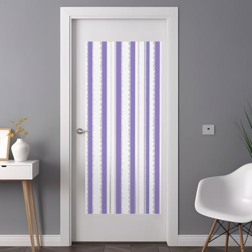 Window Privacy Film Frosted, Purple Striped Non-Adhesive Static Cling Window Tint, Farmhouse Vertical Stripes Geometric Insulated Windows Frosted Films for Living Room, 35.4 x 78.7 Inches - Image 3
