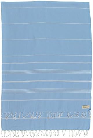 Bersuse Towels Anatolia XL Beach Blanket Throw Blanket Turkish Towel 100% Cotton Extra-Large Quick-Dry Lightweight Premium Peshtemal Towel - 61x82 Inches, Blue by Bersuse