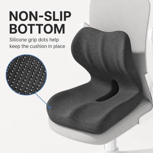 Orthopedic Cushion, Seat Cushion for Office Chair and Car, Ergonomic Memory Foam L-Shaped Integrated Seat Cushions, Lumbar Support & Tailbone Pain Relief for Office Chair (Pro-Double Gray) - Image 5