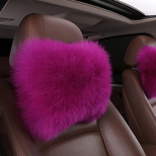 Fluffy Car Headrest Pillow Furry Long Wool Lumbar Auto Head Neck Support Pillow Cushion Natural Luxury Fur Warm Soft Comfort Winter - Image 2