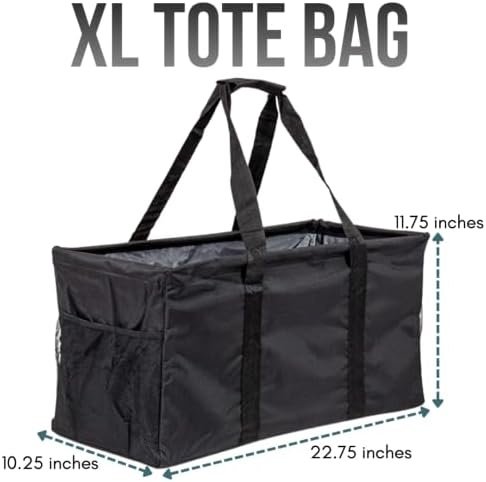 Extra Large Utility Tote Bag - Oversized Collapsible Beach Bag - Black - Image 4