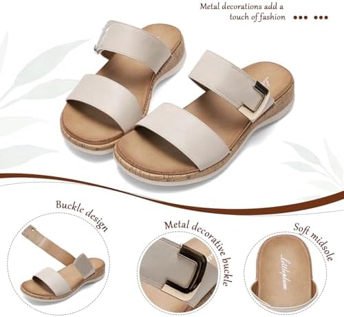 Littleplum Women Slides Sandals Arch Support Open Toe Slip on Sandals Soft Cushion Slippers Comfy Casual Summer Shoes for Walking Beach Travel - Image 5