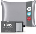 Blissy Silk Pillowcase - 100% Pure Mulberry Silk - 22 Momme 6A High-Grade Fibers - Silk Pillow Cover for Hair & Skin - Regular, Queen & King (Silver, King) by Blissy