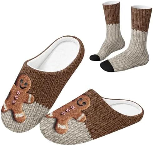 House Slipper and Socks Set for Women Warm Comfy Fuzzy Slipper with Crew Socks Plush Fuzzy Slippers for Indoor by Baxinh