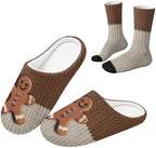 House Slipper and Socks Set for Women Warm Comfy Fuzzy Slipper with Crew Socks Plush Fuzzy Slippers for Indoor by Baxinh