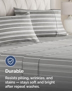 Queen Pillow Cases - 10 Pack Pillowcase Covers - 20" x 30" (Grey Stripes) - Image 4