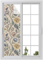 Window Privacy Film Frosted, Vintage Garden Flower Reusable Static Cling Window Tints, Rustic Floral Leaf Pastoral Beige Heat Control Windows Films for Offices, Balcony, 29.5 x 118 Inches by Unknown