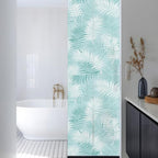 Window Privacy Film Frosted, Teal Blue Botanical Reusable Static Cling Window Tints, Summer Palm Leaves Foliage Tropical Heat Control Windows Films for Offices, Balcony, 29.5 x 118 Inches - Image 3