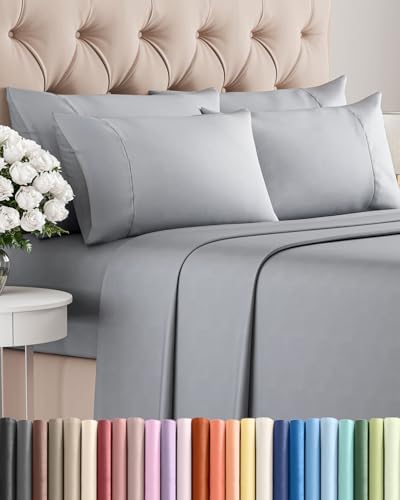 King 6 Piece Bed Sheet Set - Soft, Breathable & Cooling Sheets - Steel Blue by CGKUnlimited