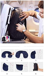 Travel Pillow Push-Button Inflatable U Shaped Neck for Support Airplanes with Packsack and Luggage Clip - Image 5