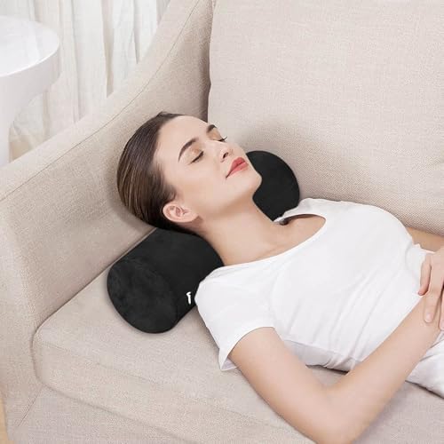 Gredecor Velvet Bolster Pillow Black Round Cylinder Neck Roll Pillow for Sleeping with Zipper Cervical Neck Roll Pillow Case for Cylindrical Pillow Decorative - Image 5