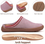 UBFEN Womens 100% Genuine Suede Mules Arch Support Indoor Outdoor Slippers - Image 4