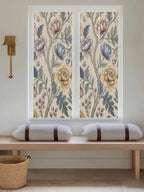 Window Privacy Film Frosted, Vintage Garden Flower Reusable Static Cling Window Tints, Rustic Floral Leaf Pastoral Beige Heat Control Windows Films for Offices, Balcony, 29.5 x 118 Inches - Image 5
