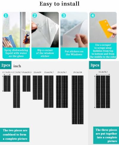 Window Privacy Film Frosted, Geometric Stripes Static Cling Door Window Covering, Polka Dots Abstract Minimalist Black UV Blocking Windows Film for Office, Hotel, Bedroom, 29.5 x 78.7 Inches - Image 4