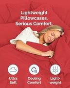 Standard Pillow Cases - 6 Pack Soft Pillowcase Covers - 20" x 26" (Red) - Image 3
