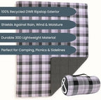ROAM Weatherproof Sherpa Fleece Blanket - Durable Recycled Ripstop Exterior, Eco Insulation, Compact Travel Design, Machine Washable, All-Season Outdoor & Indoor Blanket, 75" x 52" (Stonebrook Plaid) - Image 2