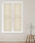 Window Privacy Film Frosted, Pale Brown Botanical Reusable Static Cling Window Tints, Vintage Florals Geometric Minimalist Heat Control Windows Films for Offices, Balcony, 29.5 x 118 Inches - Image 2