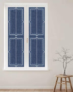 Window Privacy Film Frosted, Navy Blue Botanical Reusable Static Cling Window Tints, Vintage Florals Geometric Minimalist Heat Control Windows Films for Offices, Balcony, 29.5 x 118 Inches - Image 2