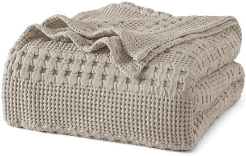 PHF Lightweight 100% Cotton Waffle Blanket for Bed, Twin XL, Pearl Gray by PHF