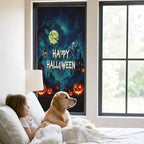 Window Privacy Film Frosted, Halloween Static Cling Door Window Covering, Blue Spooky Pumpkin Ghost Moonlight Castle UV Blocking Windows Film for Office, Hotel, Bedroom, 29.5 x 78.7 Inches - Image 2
