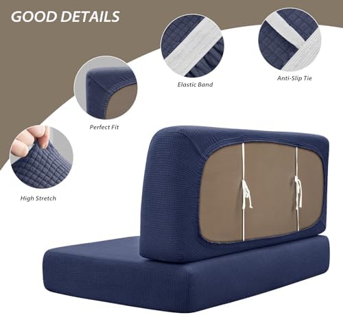 Gollense RV Dinette Cushion Covers Set of 2, Waterproof Stretch Camper Cushion Covers, Sectional Replacement RV Seat Covers for Trailer Couch, Includes 2 Backrest Cover & 2 Bench Cover (Navy) - Image 4