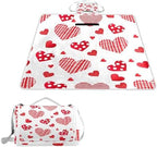 MNSRUU Picnic Blanket Waterproof Foldable, Dotted Heart Large Outdoor Picnic Beach Camping Blanket Travel Mat, Shoulder Strap Tote, Rectangle 57x59in by MNSRUU