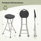 GYMAX Folding Stool, 28in Portable Collapsible Bar Stool with Handle & Steel Frame, 330lbs Sturdy Foldable Lightweight Metal Chair for Home Kitchen Bar, Assembly Free (Set of 3, 28inch) - Image 3