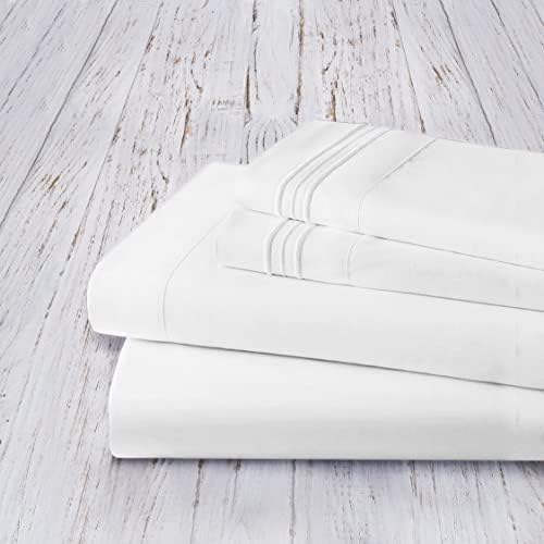 Mocassi King Sheet Set - Luxury Hotel 1800 Premier Bedding Sheets & Pillowcases - Ultra Soft Breathable & Cooling Bed Sheets - Deep Pocket - Wrinkle Resistant - 4 Piece Set - King, White - Image 4