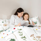 Erosebridal Watercolor Floral Comforter Set Full, Sage Green Beige Flower Bedding Set for Girls Teens Adult Women Bedroom, Modern Minimalist White Down Comforter Pastoral Branches Aesthetic Quilt - Image 4