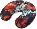 U Shape Travel Pillow Colorful Flowers Butterflies Portable Neck Pillows Memory Foam Head and Neck Support Headrest Pillow for Airplane Sleeping - Image 6