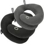 BCOZZY Travel Neck Pillow 2-Pack – XL Black & Large Gray – Patented Head, Neck & Chin Support for Airplane & Travel Comfort by BCOZZY