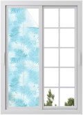 Window Privacy Film Frosted, Blue Botanical Reusable Static Cling Window Tints, Summer Palm Leaves Foliage Tropical Heat Control Windows Films for Offices, Balcony, 29.5 x 118 Inches by Unknown