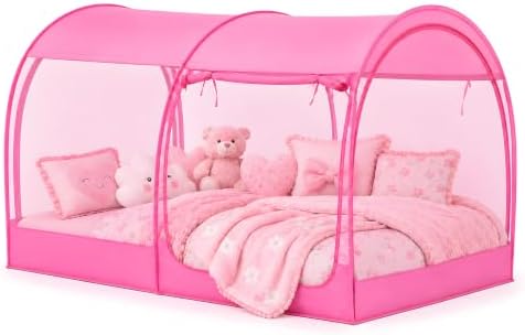 Alvantor® Mosquito Net Bed Canopy Tents Dream Privacy Space Twin Size Sleeping Tents Indoor Pop Up Portable Frame Breathable Cottage Pink (Mattress Not Included) by Alvantor