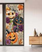 Window Privacy Film Frosted, Pumpkins Halloween Non-Adhesive Static Cling Window Tint, Black Horror Purple Floral Beige Insulated Windows Frosted Films for Living Room, 35.4 x 78.7 Inches - Image 5
