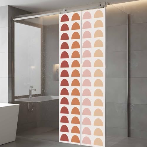 Window Privacy Film Frosted, Colorful Boho Static Cling Door Window Covering, Middle Century Geometric Abstract Art UV Blocking Windows Film for Office, Hotel, Bedroom, 29.5 x 78.7 Inches - Image 5