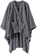Wearable Blanket Sherpa Fleece Shawl Blanket with Pockets Blanket Poncho Cape for Adults, Cozy Shawl TV Throw Blankets by Mowkim