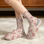 Toile de Jouy Fuzzy Slipper with Socks for Women Cozy Slipper Indoor - Image 2