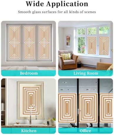 Window Privacy Film Frosted, Burnt Orange Geometric Reusable Static Cling Window Tints, Square Minimalist Modern Heat Control Windows Films for Offices, Balcony, 29.5 x 118 Inches - Image 7