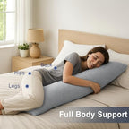 DWCN Cooling Body Pillow for Adults, 20x54 Inch Light Grey - Shredded Memory Foam Body Pillow with Removable & Adjustable Filling, Full Body Support for Side Sleepers, Pregnancy & Pain Relief - Image 7