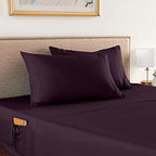 Elegant Comfort 4-Piece Solid Smart Sheet Set-Deep Pocket Fitted Sheet with Side Storage Pockets-Silky Soft 1500 Thread Count Egyptian Quality Microfiber, Wrinkle and Fade Resistant, Queen, Purple - Image 2