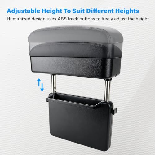 FEXON Car Armrest Storage Box, Adjustable Height Seat Gap Organizer, Black - Image 7