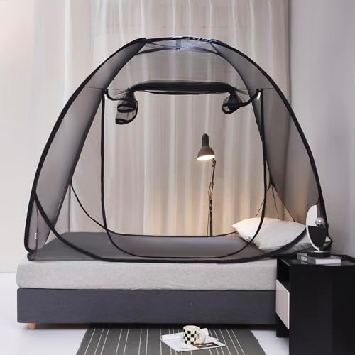 Mengersi Pop Up Mosquito Net for Bed,Portable Folding Mosquito Net Tent with Net Bottom for Baby Adults Camping Travel(Black,Twin) - Image 4