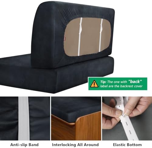molasofa Leather Like RV Dinette Cushion Covers, RV Booth Seat Cover Stretchable Camper Cushion Couch Covers Washable Slipcovers for Camper Car Bench (2 Bench Cover & 2 Backrest Cover, Deepblue-02) - Image 6
