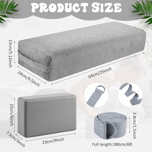 4 Pcs Yoga Bolster Pillow Blocks with Strap Set - Image 2