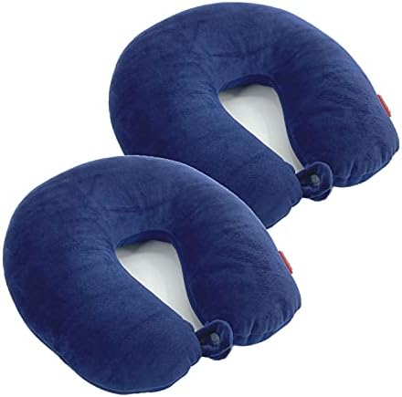 Bookishbunny 2pks U Shape Microbead Travel Neck Pillows Neck Head Support Airplane Bus Train Car Traveling Driving (Navy) by Bookishbunny