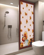 Window Privacy Film Frosted, Thanksgiving Fall Static Cling Door Window Covering, Pink Turkey Pumpkin Flowers Stripe Rustic UV Blocking Windows Film for Office, Hotel, Bedroom, 29.5 x 78.7 Inches - Image 3