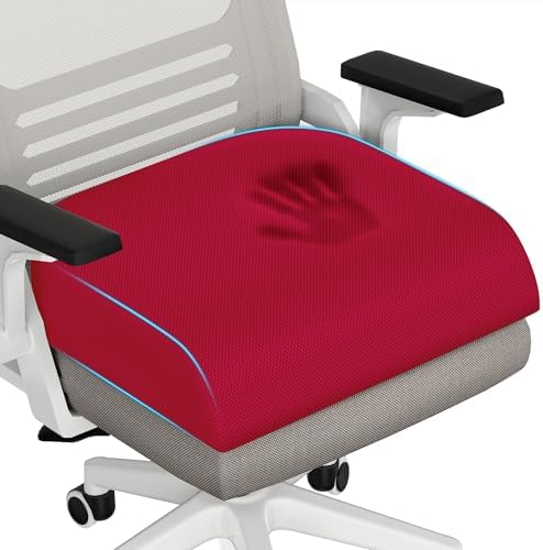 TranquilRelax 2XL Memory Foam Seat Cushion for Office Chair, 3.7-Inch, Red by Unknown