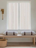 Window Privacy Film Frosted, Oatmeal Striped Vintage Reusable Static Cling Window Tints, Light Brown Farmhouse Rustic Lines Heat Control Windows Films for Offices, Balcony, 29.5 x 118 Inches - Image 5